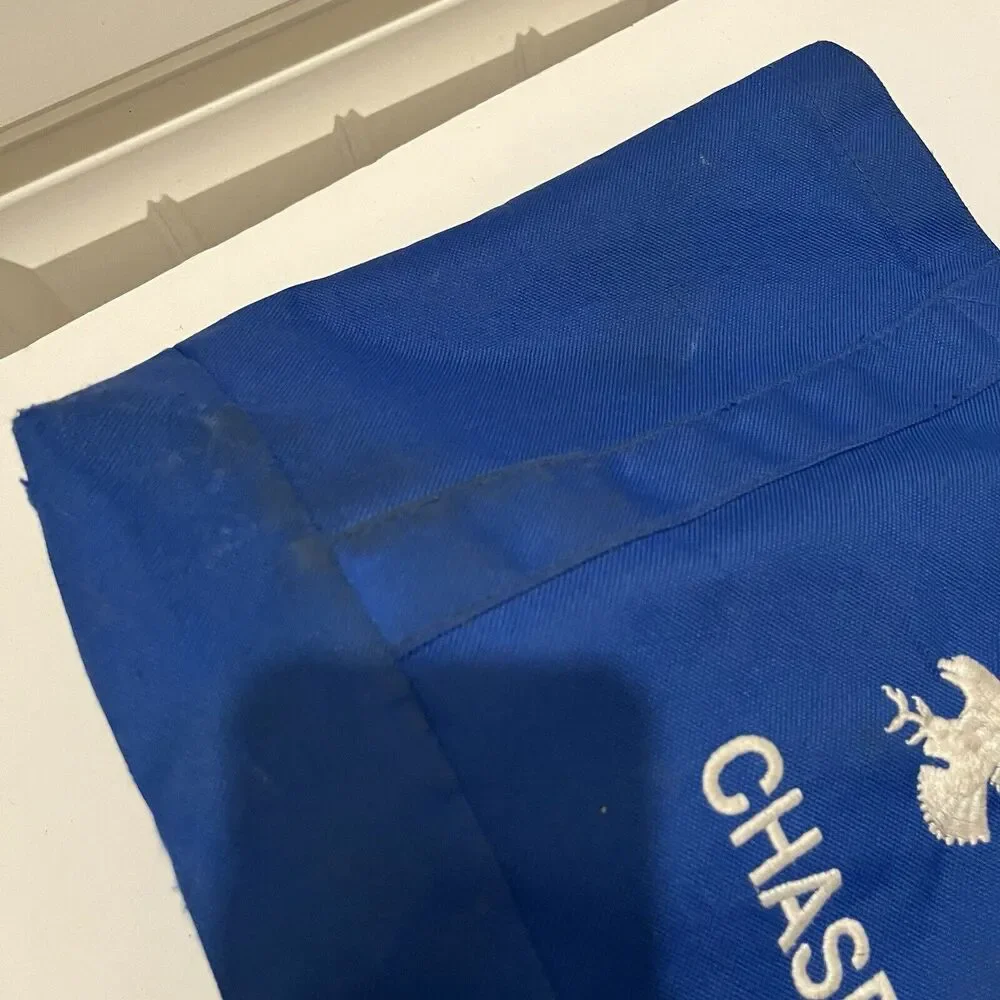 Chase Eagle Bird Blue White Embroidered Canvas Double Handles Tote Bag 11X14